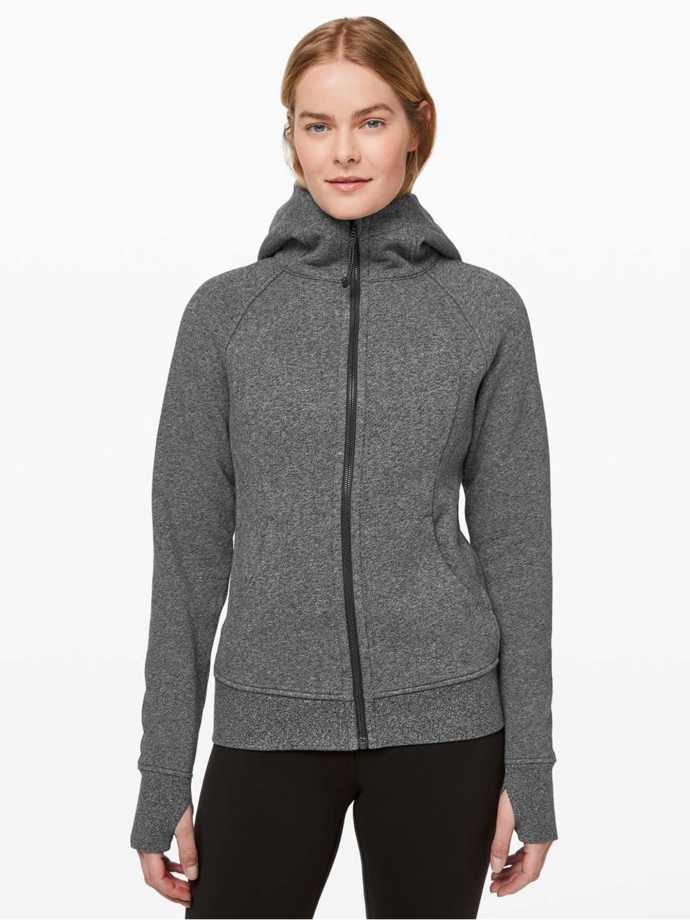 Lululemon Scuba Hoodie Light Cotton Fleece Heathered Speckled Black